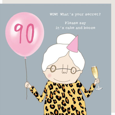 Girl 90th Secret Birthday Card