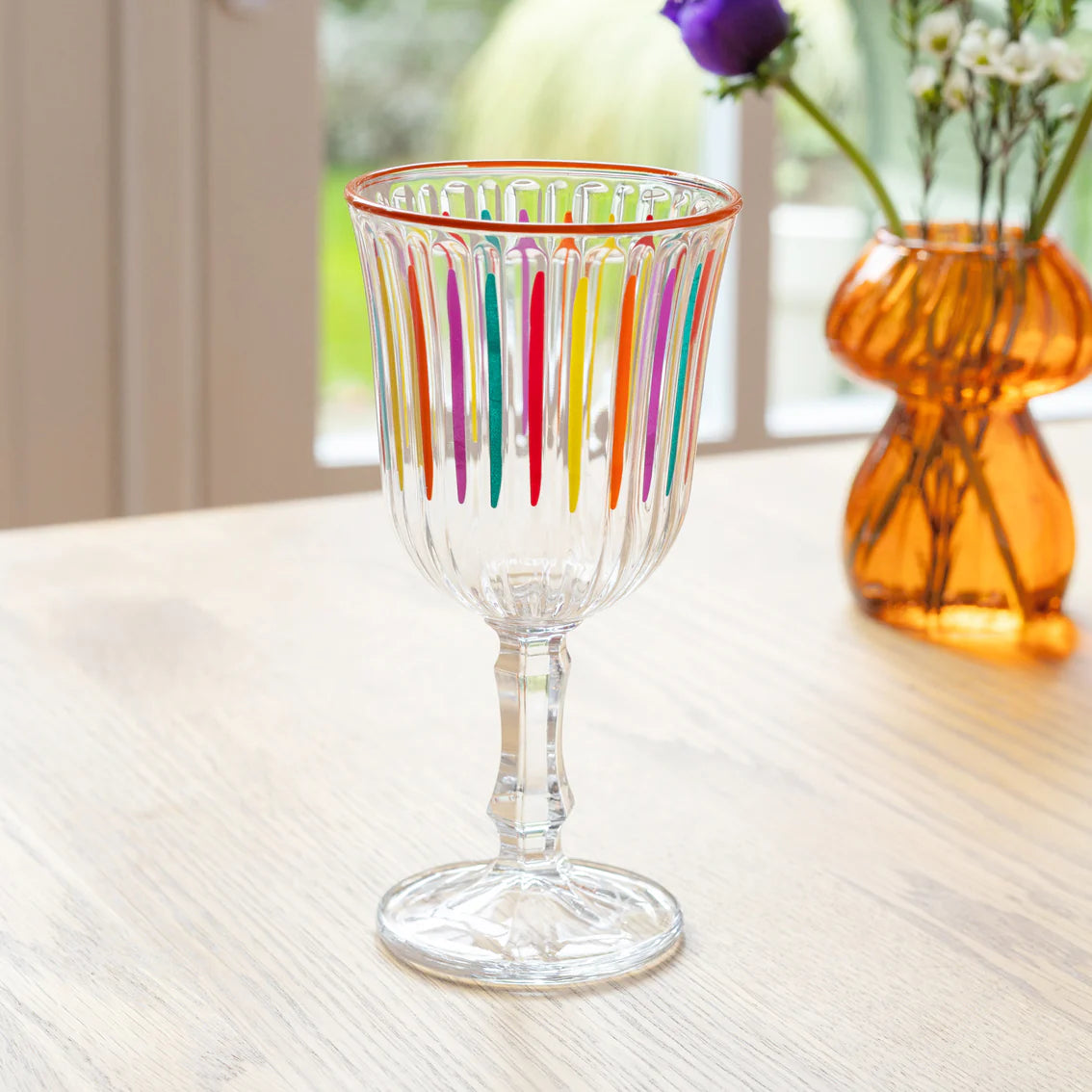 Multicolour Striped Wine Glass