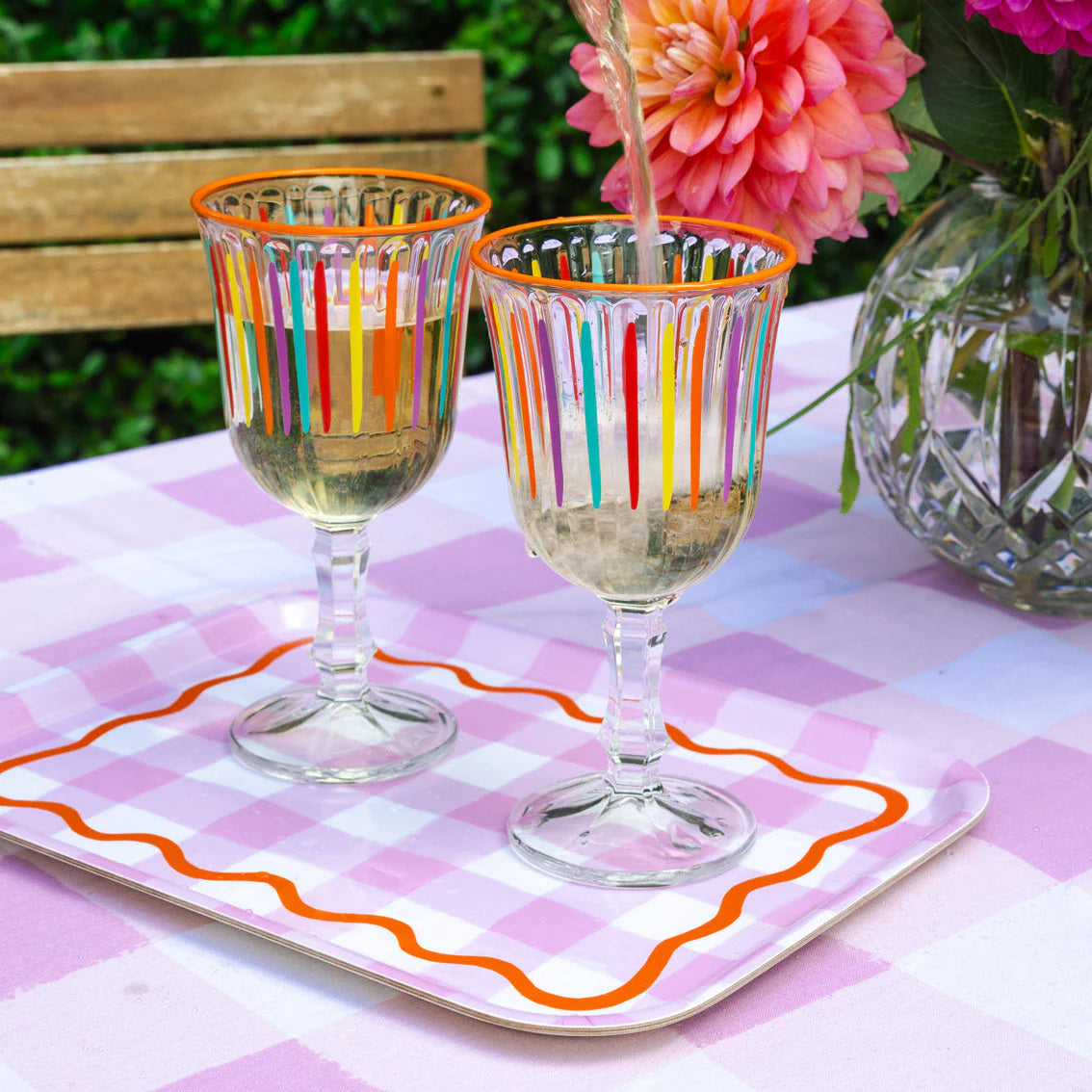 Multicolour Striped Wine Glass