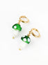 Green Glass Mushroom Huggie Hoops