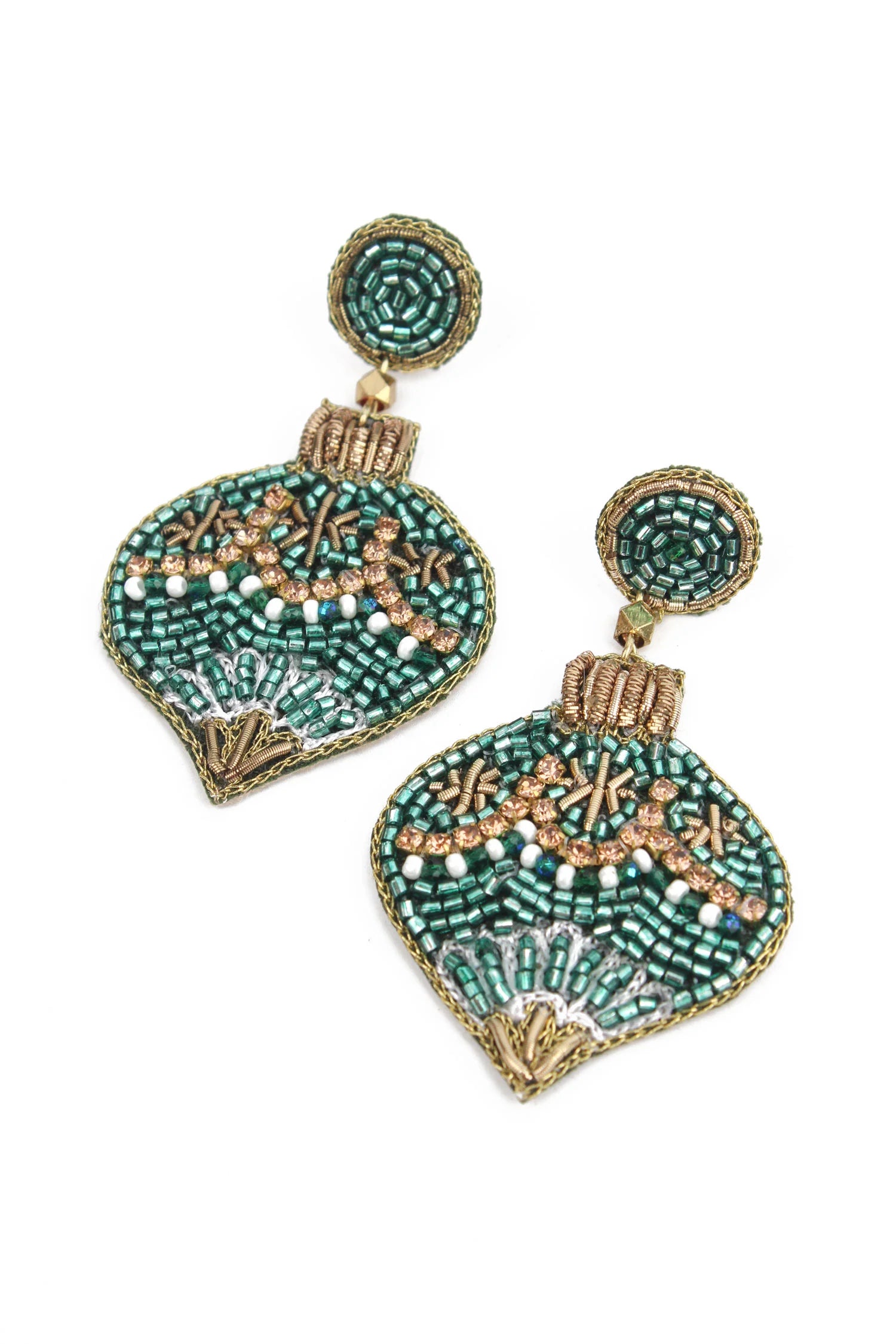 Green Gold Bauble Earrings
