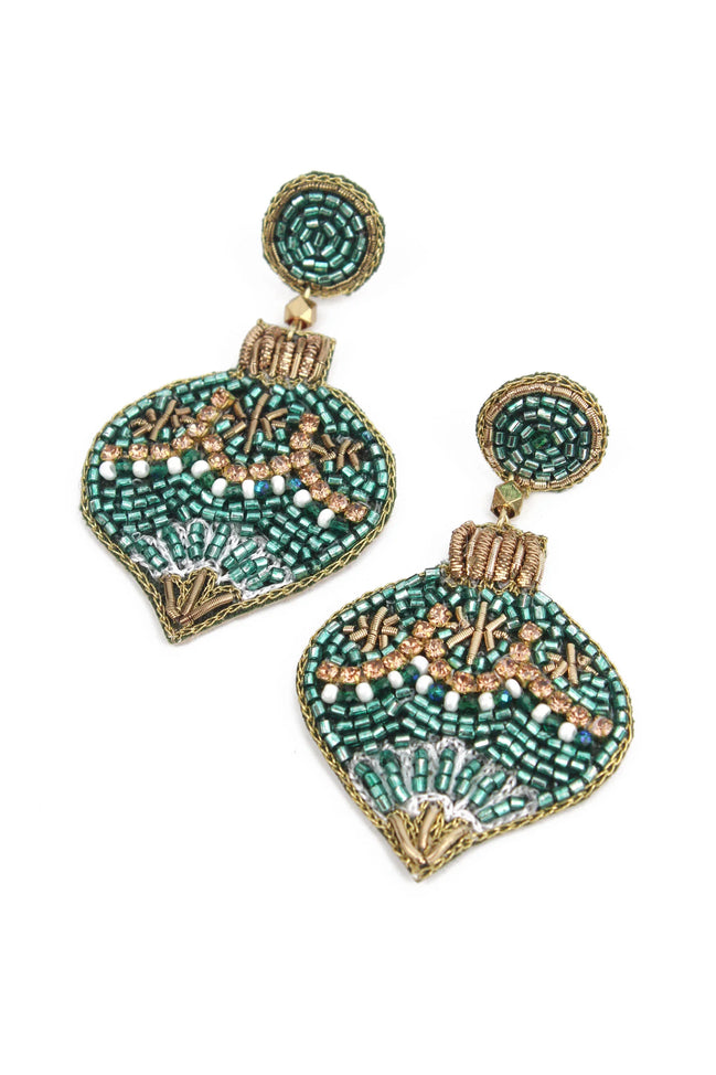 Green Gold Bauble Earrings