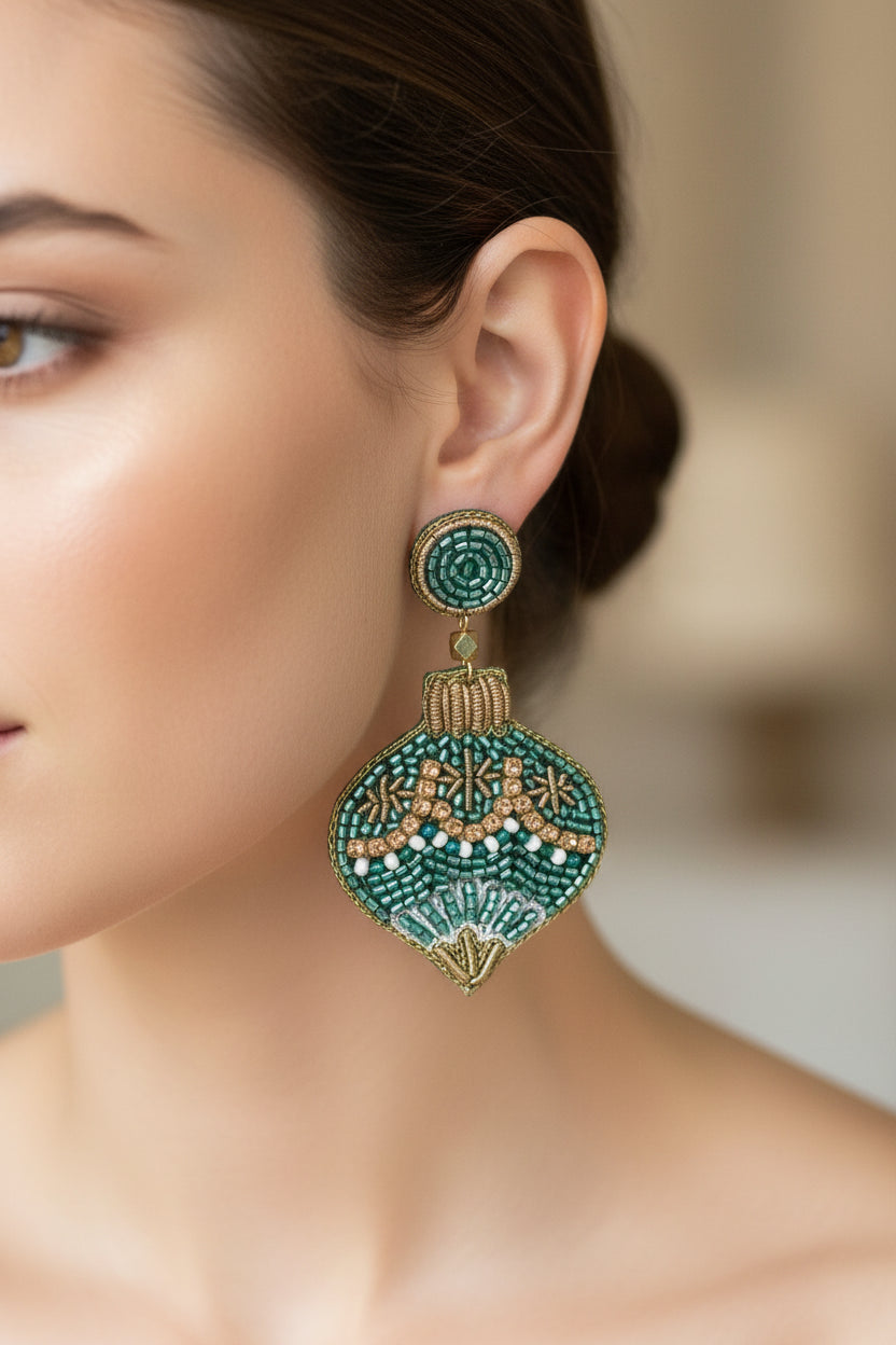 Green Gold Bauble Earrings