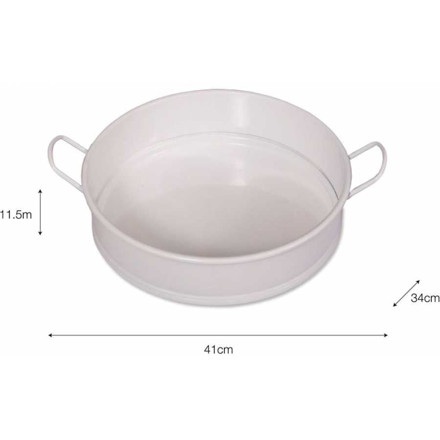 Iron Round Tray - White