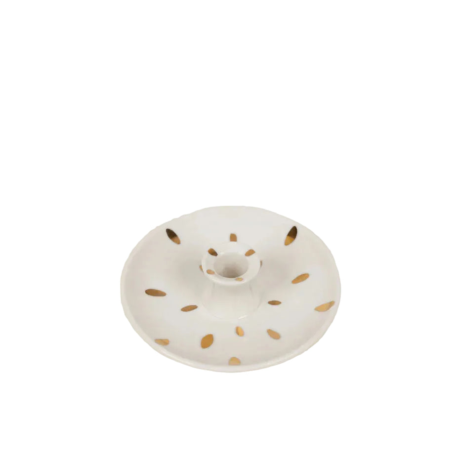 Gold Brush Mark Candle Holder