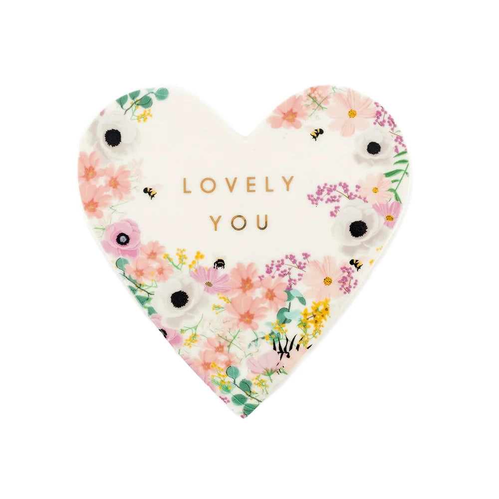 'Lovely You' Heart Coaster