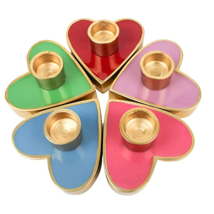 Enamel Heart Candle Holder