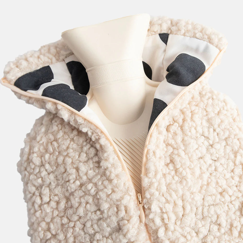 Oat/Charcoal Heart  Borg Hot Water Bottle