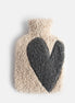 Oat/Charcoal Heart  Borg Hot Water Bottle