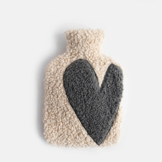 Oat/Charcoal Heart  Borg Hot Water Bottle