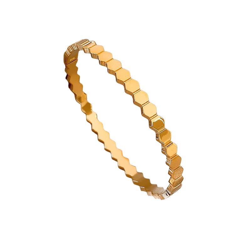 Hexagon Link Bangle In Gold