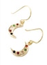 Gold Moon Gem Studded Hook Earrings