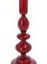 Dark Red Piped Taper Candle Holder Lge