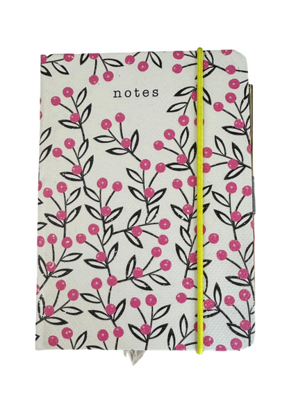 Pocket Notebook With Pen-Pink Berries