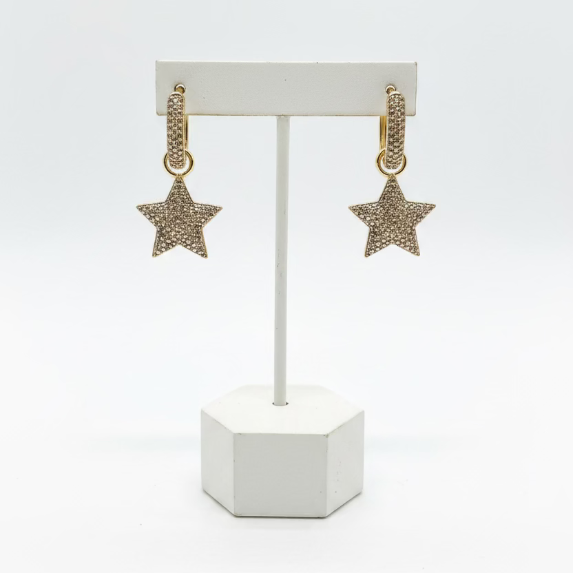 Crystal Star Gold Hoops