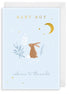 Welcome Baby Boy Blue Bunny & Moon Card