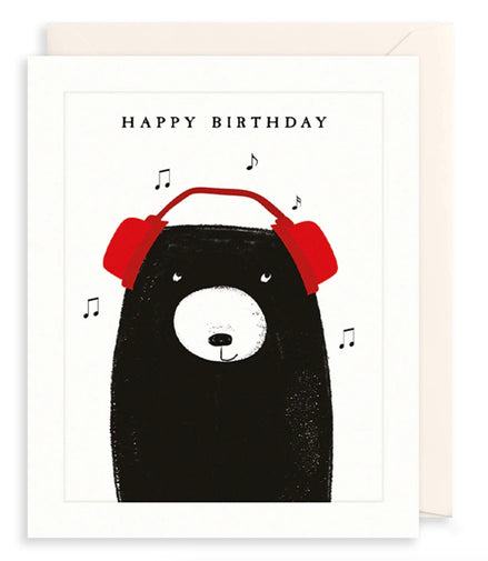 Bear Headphones Birthday Card
