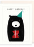 Bear With Gift And Party Hat Card