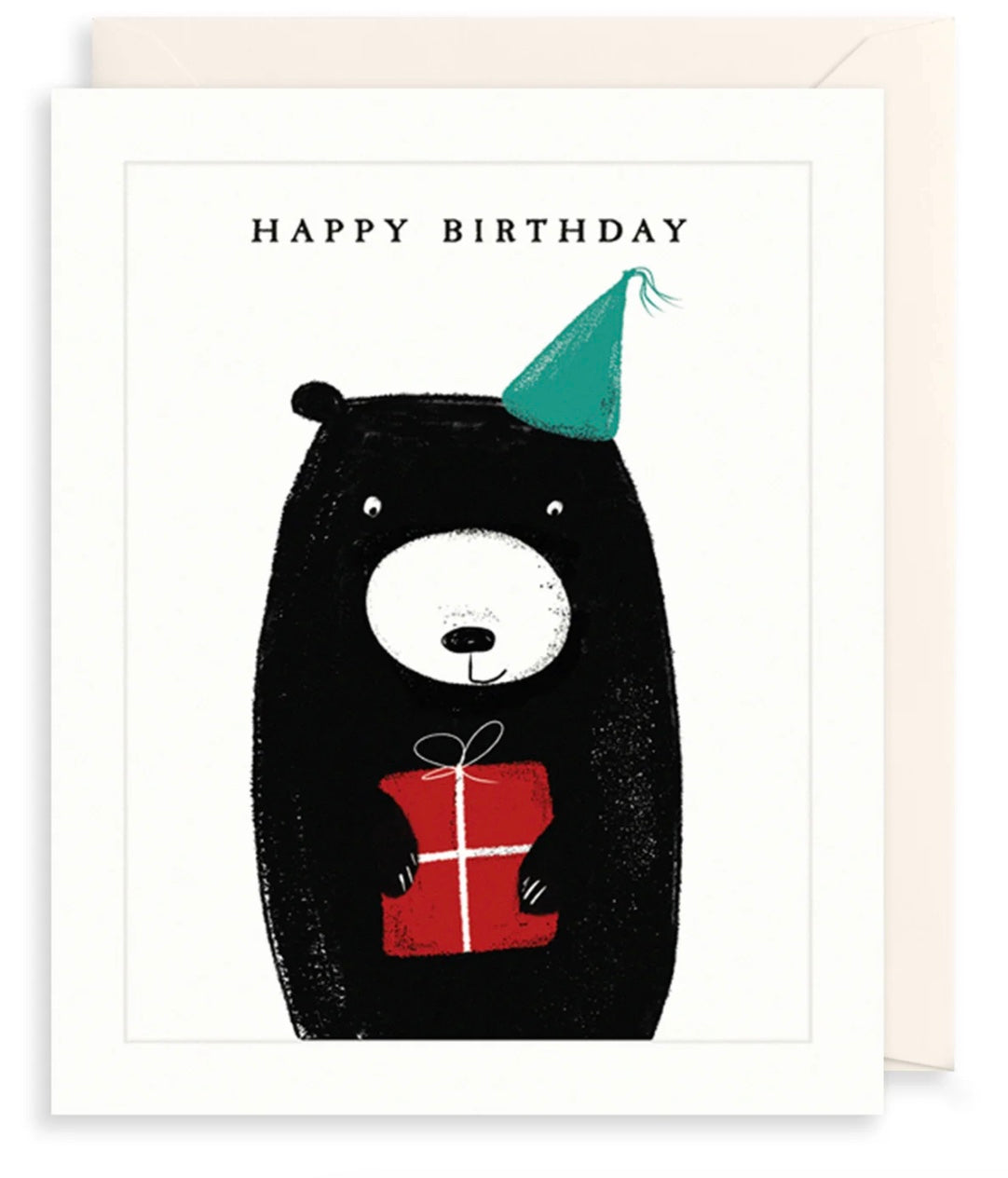 Bear With Gift And Party Hat Card