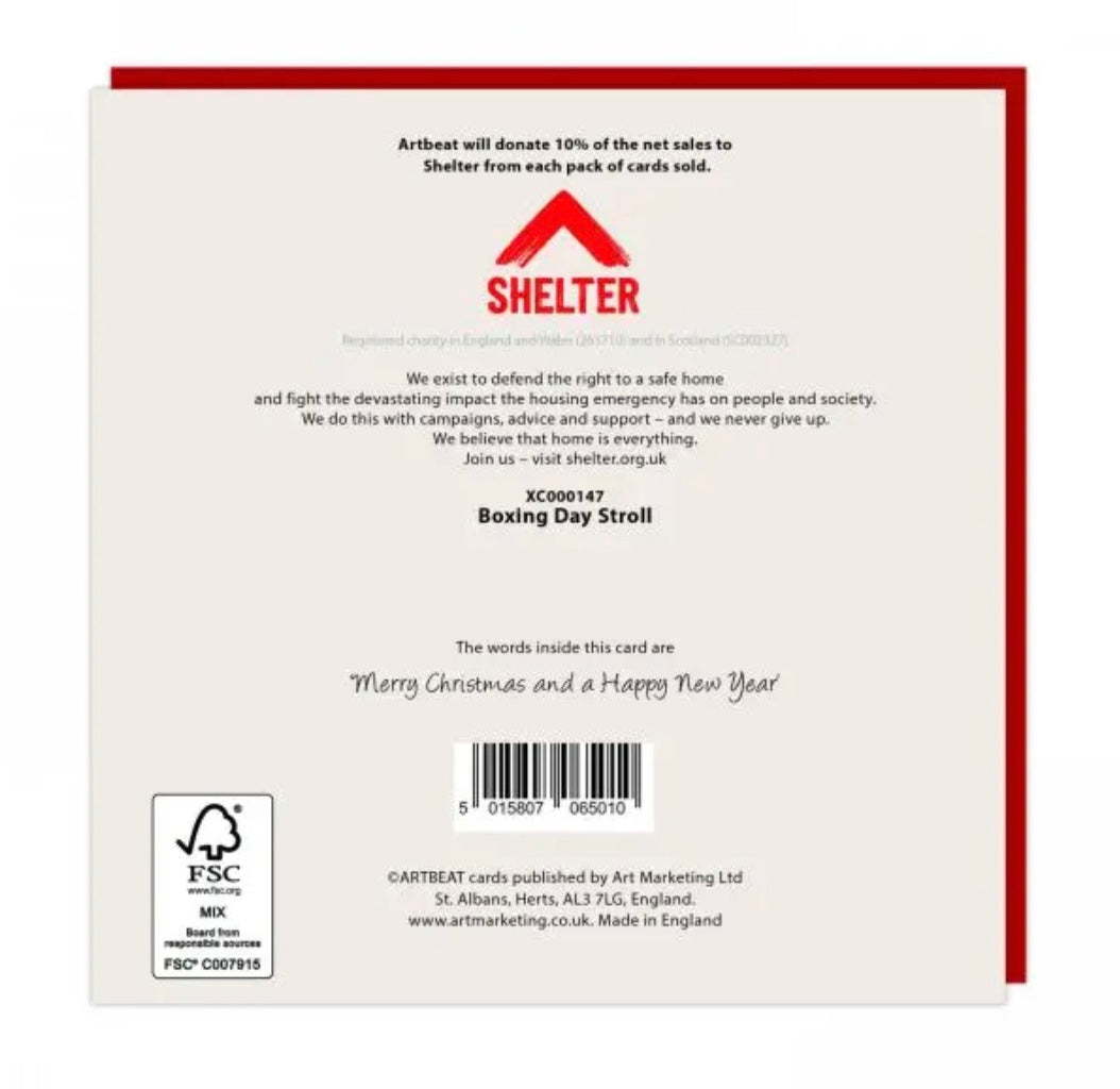 Boxing Day Stroll Christmas Cards - Pack of 6