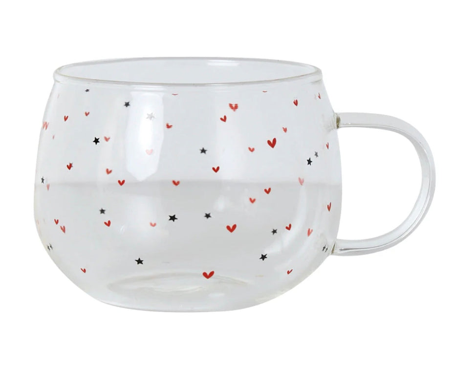 Hearts & Stars Glass Mug