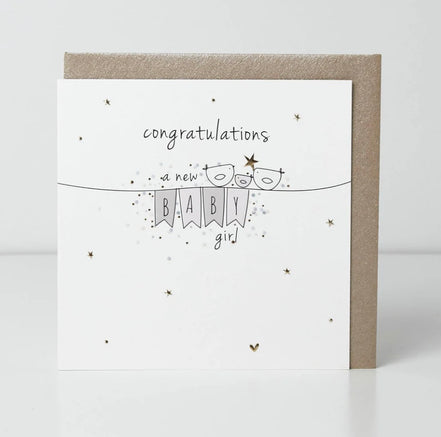 Baby Girl Bunting Birdie Card