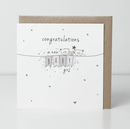 Baby Girl Bunting Birdie Card