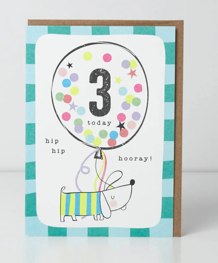 3 Today Hip Hip Hooray! Birthday Card