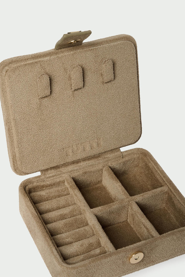 Sand Mini Suede Jewellery Box
