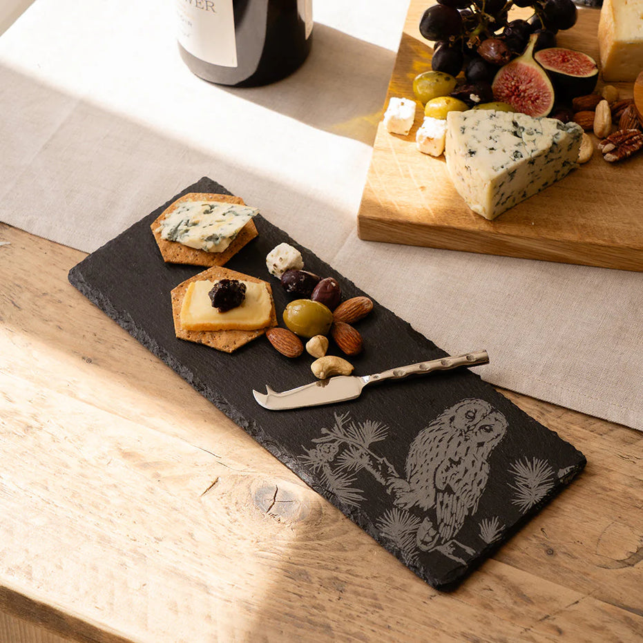 Single Mini Slate Cheese Board & Knife Set - Tawny