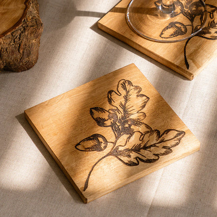 Single Oak Coaster - Autumn Acorns
