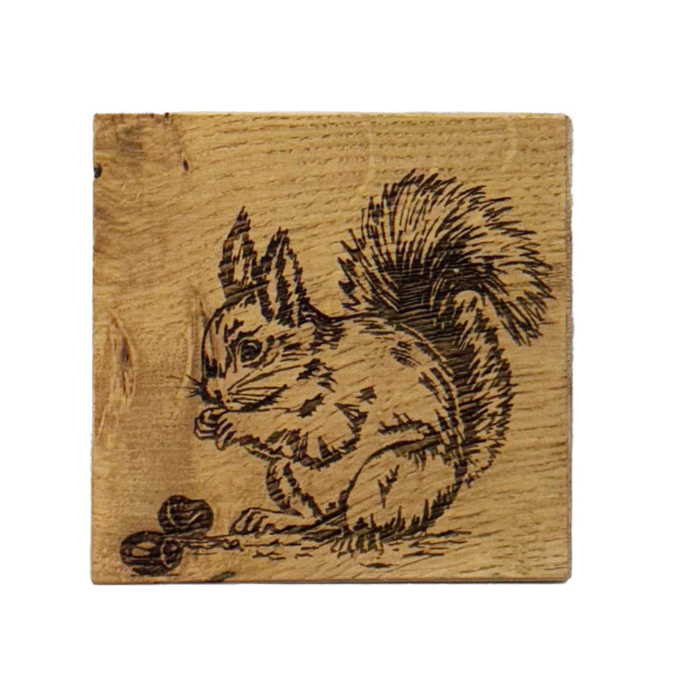 Single Oak Coaster - Red Squirrel