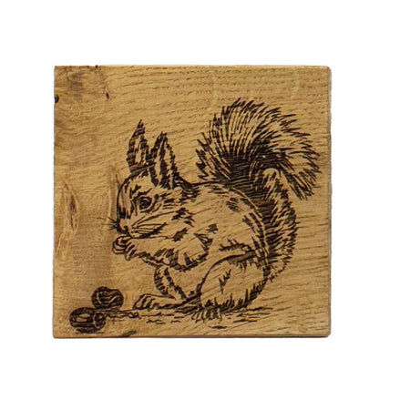 Single Oak Coaster - Red Squirrel
