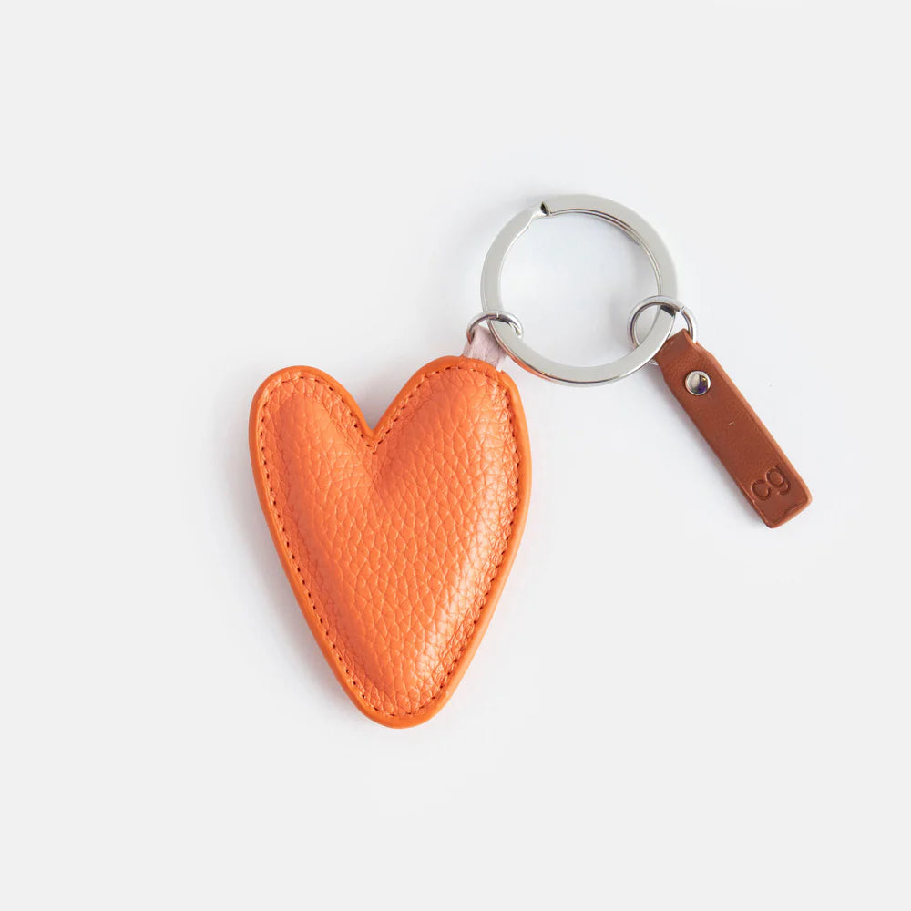 Heart Keyring - Coral Orange