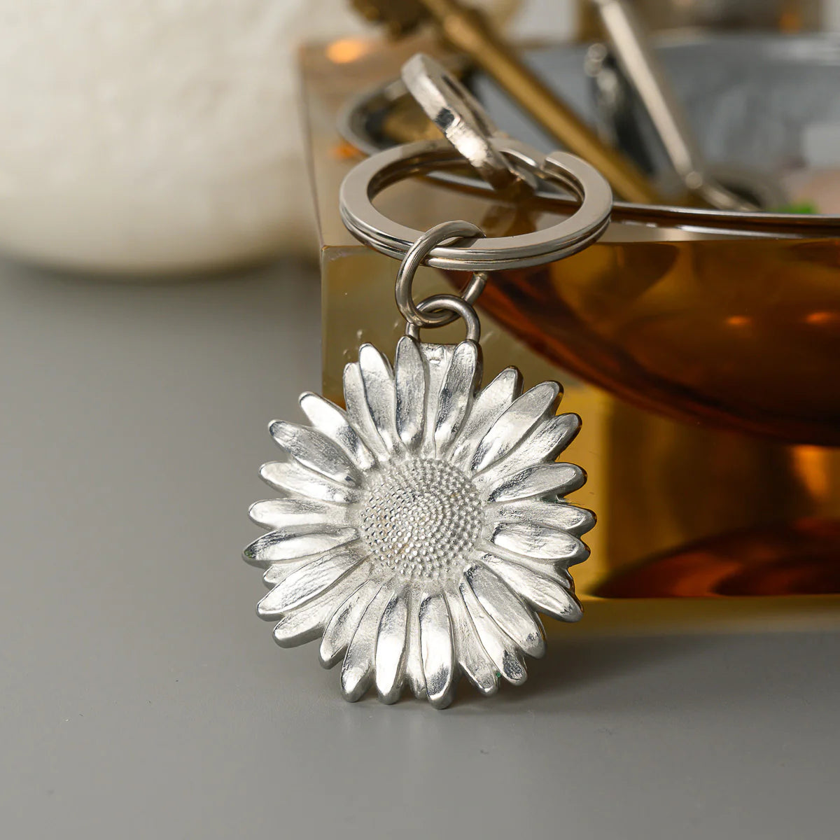 Daisy Pewter Keyring
