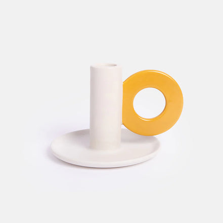 Cream/Mustard Loop Candle Holder