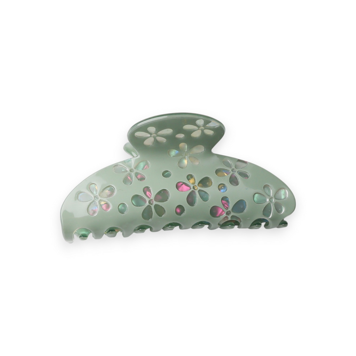 Green Flower Cut Out Claw Hair Clip