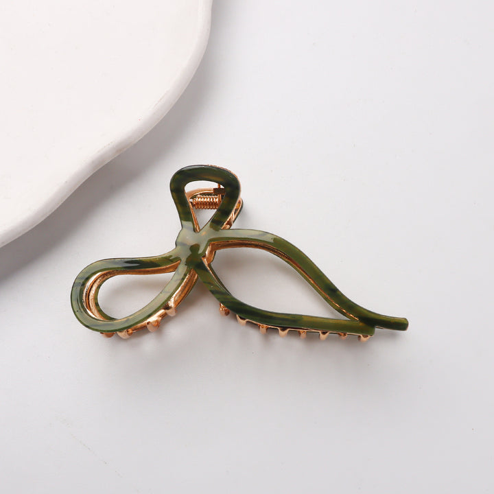 Green Ribbon Claw Hair Clip