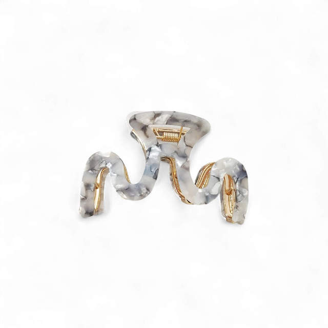 Grey Marble Wave Claw Hair Clip