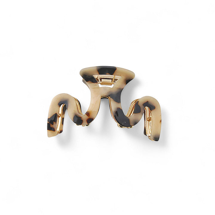 Light Tortoiseshell & Gold Wave Claw Hair Clip