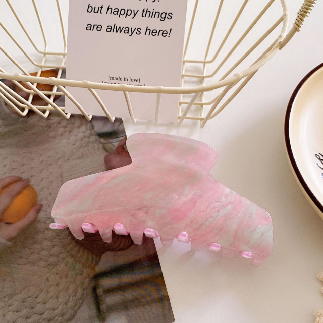 Pink Marble Pastel Shimmer Claw Clip