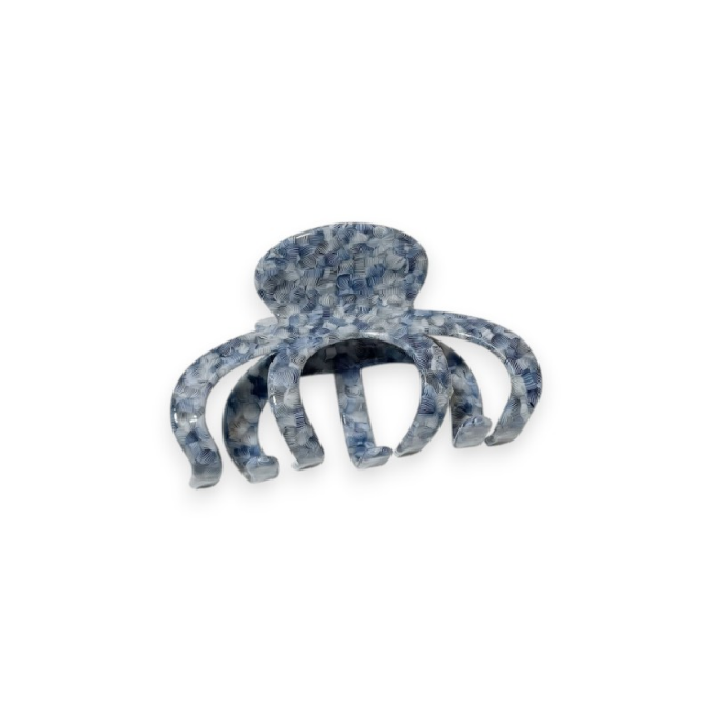 Blue & White Patterned Claw Hair Clip