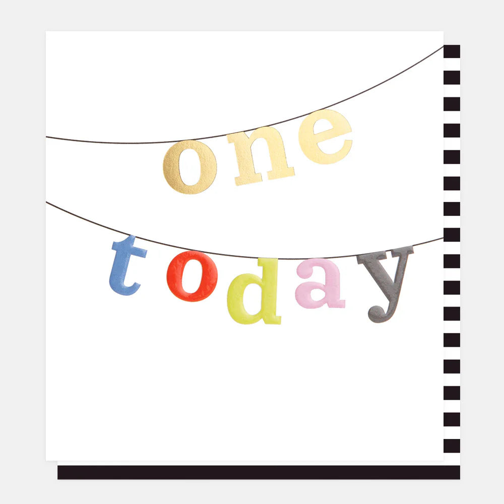 One Today Multi Text Bunting Birthday Card
