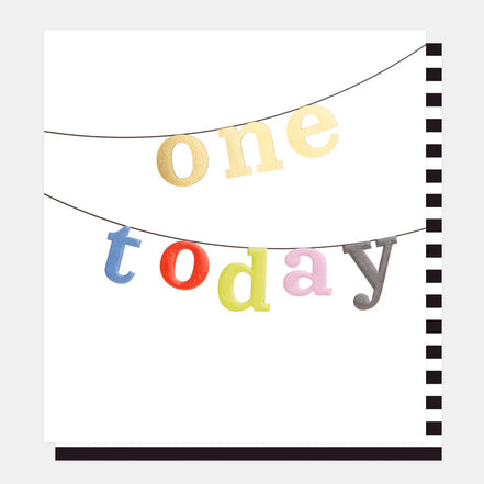 One Today Multi Text Bunting Birthday Card