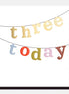 Three Today Multi Text Bunting Birthday Card