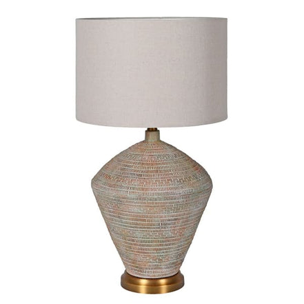 Concrete Lamp with Linen Shade