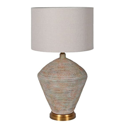 Concrete Lamp with Linen Shade