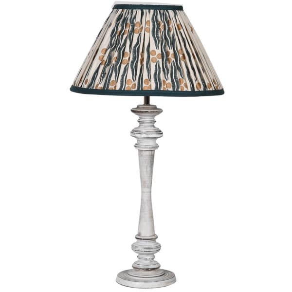 Wash Wood Table Lamp with Ikat Shade