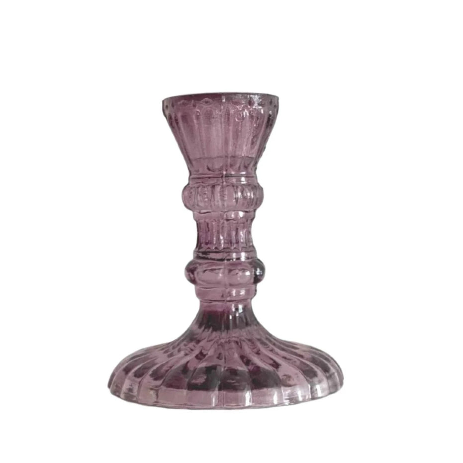 Leela Heather Glass Candlestick