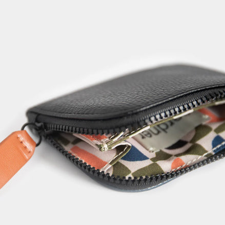 Black/Navy Corner Zip Card Holder